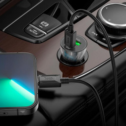 Адаптер автомобільний Hoco Type-C to Lightning CableTransparent Discovery Edition dual port Z47A |1USB/1Type-C, QC/PD, 30W/3A|