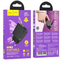 Адаптер мережевий Hoco Delgado dual Port charger N38 |1USB/1Type-C, 20W/3A, PD/QC|