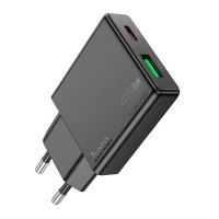 Адаптер мережевий Hoco Delgado dual Port charger N38 |1USB/1Type-C, 20W/3A, PD/QC|