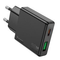Адаптер мережевий Hoco Delgado dual Port charger N38 |1USB/1Type-C, 20W/3A, PD/QC|