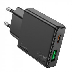 Адаптер мережевий Hoco Delgado dual Port charger N38 |1USB/1Type-C, 20W/3A, PD/QC|