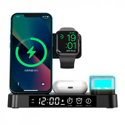 Зарядка Qi 4in1 Wireless Charger XYJ A37 |5-15W, Watch/Airpods/Phone, RGB light/Clock|