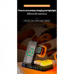 Зарядка Qi 4in1 Wireless Charger XYJ A37 |5-15W, Watch/Airpods/Phone, RGB light/Clock|