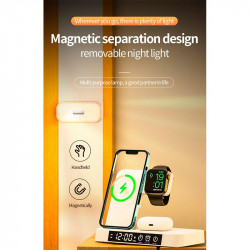 Зарядка Qi 4in1 Wireless Charger XYJ A37 |5-15W, Watch/Airpods/Phone, RGB light/Clock|