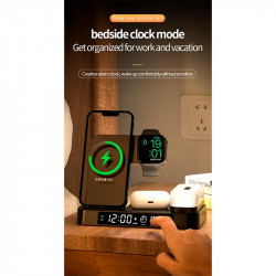 Зарядка Qi 4in1 Wireless Charger XYJ A37 |5-15W, Watch/Airpods/Phone, RGB light/Clock|