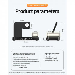 Зарядка Qi 4in1 Wireless Charger XYJ A37 |5-15W, Watch/Airpods/Phone, RGB light/Clock|