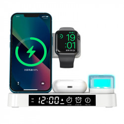 Зарядка Qi 4in1 Wireless Charger XYJ A37 |5-15W, Watch/Airpods/Phone, RGB light/Clock|