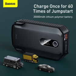 Пусковий пристрій (бустер) для авто BASEUS Super Energy Max Jump Starter 2000a 20000mAh |1Type-C, 2USB, 3A| (CGNL020001)