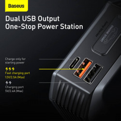 Пусковий пристрій (бустер) для авто BASEUS Super Energy Max Jump Starter 2000a 20000mAh |1Type-C, 2USB, 3A| (CGNL020001)