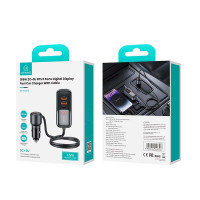 Адаптер автомобільний USAMS Digital Display Fast Car Charger US-CC213 C40 |3USB/2Type-C, 165W|
