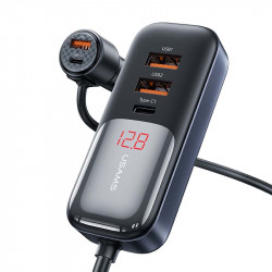 Адаптер автомобільний USAMS Digital Display Fast Car Charger US-CC213 C40 |3USB/2Type-C, 165W|