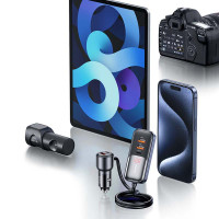 Адаптер автомобільний USAMS Digital Display Fast Car Charger US-CC213 C40 |3USB/2Type-C, 165W|