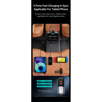 Адаптер автомобільний USAMS Digital Display Fast Car Charger US-CC213 C40 |3USB/2Type-C, 165W|