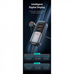 Адаптер автомобільний USAMS Digital Display Fast Car Charger US-CC213 C40 |3USB/2Type-C, 165W|