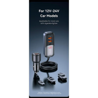 Адаптер автомобільний USAMS Digital Display Fast Car Charger US-CC213 C40 |3USB/2Type-C, 165W|
