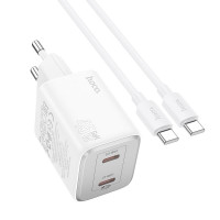 Адаптер мережевий Hoco Elogiado dual-port charger N42 (Type-C to Type-C Set) |2Type-C, 45W/3A, PD/QC|
