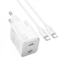 Адаптер мережевий Hoco Elogiado dual-port charger N42 (Type-C to Type-C Set) |2Type-C, 45W/3A, PD/QC|