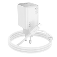 Адаптер мережевий Hoco Elogiado dual-port charger N42 (Type-C to Lightning Set) |2Type-C, 45W/3A, PD/QC|