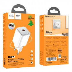 Адаптер мережевий Hoco Mighty single port charger N40 |1Type-C, 20W/3A, PD/QC|