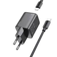 Адаптер мережевий Hoco Mighty single port charger N40 (Type-C to Type-C set) |1Type-C, 20W/3A, PD/QC|