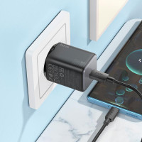 Адаптер мережевий Hoco Mighty single port charger N40 (Type-C to Type-C set) |1Type-C, 20W/3A, PD/QC|