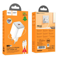 Адаптер мережевий Hoco Mighty single port charger N40 (Type-C to Type-C set) |1Type-C, 20W/3A, PD/QC|