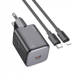 Адаптер мережевий Hoco Mighty single Port charger N40 (Type-C to Lightning set) |1Type-C, 20W/3A, PD/QC|