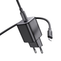 Адаптер мережевий Hoco Mighty single Port charger N40 (Type-C to Lightning set) |1Type-C, 20W/3A, PD/QC|