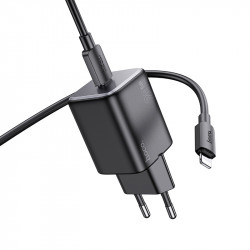 Адаптер мережевий Hoco Mighty single Port charger N40 (Type-C to Lightning set) |1Type-C, 20W/3A, PD/QC|