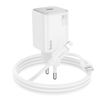 Адаптер мережевий Hoco Mighty single Port charger N40 (Type-C to Lightning set) |1Type-C, 20W/3A, PD/QC|