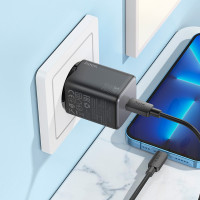 Адаптер мережевий Hoco Mighty single Port charger N40 (Type-C to Lightning set) |1Type-C, 20W/3A, PD/QC|