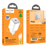 Адаптер мережевий Hoco Mighty single Port charger N40 (Type-C to Lightning set) |1Type-C, 20W/3A, PD/QC|