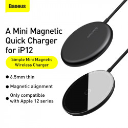 Зарядка Qi BASEUS Simple Mini Magnetic Wireless Charger (suit for Iphone 12 with Type-C cable 1.5 m)
