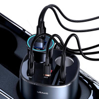 Адаптер автомобільний USAMS Dual Cigarette Lighters Digital Fast Car Charger C28 US-CC151 |2USB/1Type-C, 245W/6A, PD/QC|