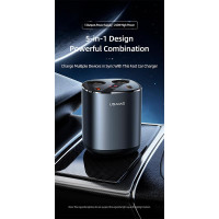 Адаптер автомобільний USAMS Dual Cigarette Lighters Digital Fast Car Charger C28 US-CC151 |2USB/1Type-C, 245W/6A, PD/QC|
