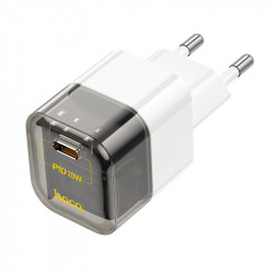 Адаптер мережевий HOCO Transparent tribute single-port C125A |1Type-C, PD/QC, 20W/3A|