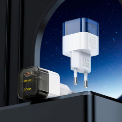 Адаптер мережевий HOCO Transparent tribute single-port C125A |1Type-C, PD/QC, 20W/3A|
