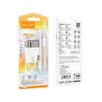 Адаптер мережевий HOCO Type-C to Type-C Cable Transparent tribute single-port C125A |1Type-C, PD/QC, 20W/3A|