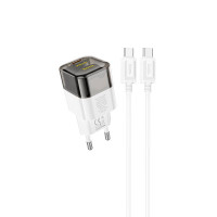 Адаптер мережевий HOCO Type-C to Type-C Cable Transparent tribute single-port C125A |1Type-C, PD/QC, 20W/3A|