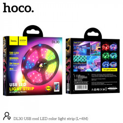 Стрічка на світлодіодах RGB HOCO USB cool LED color light strip DL30 |4M, 20RGB Mode, Remote|