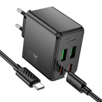 Адаптер мережевий HOCO Ocean charger CS19A (Type-C to Type-C set) |2USB/2Type-C, 65W/3A, PD/QC|
