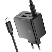 Адаптер мережевий HOCO Ocean charger CS19A (Type-C to Type-C set) |2USB/2Type-C, 65W/3A, PD/QC|