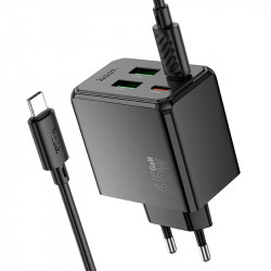 Адаптер мережевий HOCO Ocean charger CS19A (Type-C to Type-C set) |2USB/2Type-C, 65W/3A, PD/QC|