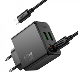 Адаптер мережевий HOCO Ocean charger CS19A (Type-C to Type-C set) |2USB/2Type-C, 65W/3A, PD/QC|