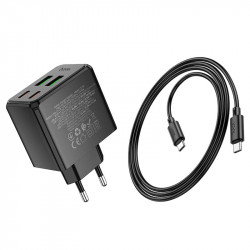 Адаптер мережевий HOCO Ocean charger CS19A (Type-C to Type-C set) |2USB/2Type-C, 65W/3A, PD/QC|