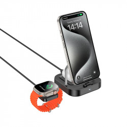 Зарядка Qi HOCO Astute 3-in-1 desktop charger + watch charger set CQ16A