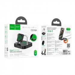 Зарядка Qi HOCO Astute 3-in-1 desktop charger + watch charger set CQ16A
