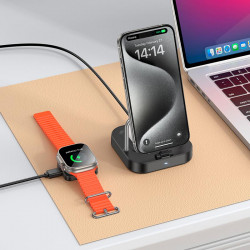 Зарядка Qi HOCO Astute 3-in-1 desktop charger + watch charger set CQ16A