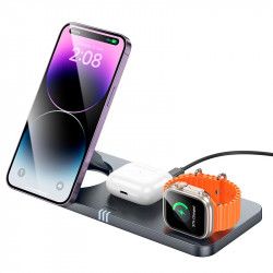 Зарядка Qi HOCO Outstanding 3-in-1 desktop folding magnetic wireless fast charger CQ22 |15W|
