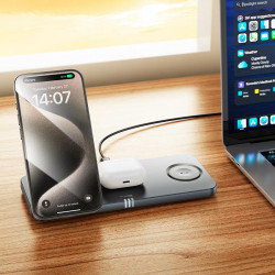 Зарядка Qi HOCO Outstanding 3-in-1 desktop folding magnetic wireless fast charger CQ22 |15W|